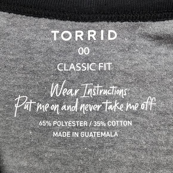 TORRID Top Women 00 M/10 Gray Classic Fit Graphic Ringer Tee Journey Destination - Picture 4 of 9